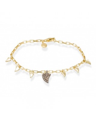 Pulsera LOU coñac en plata...