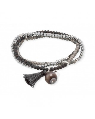 Pulsera ZEN gris en plata...